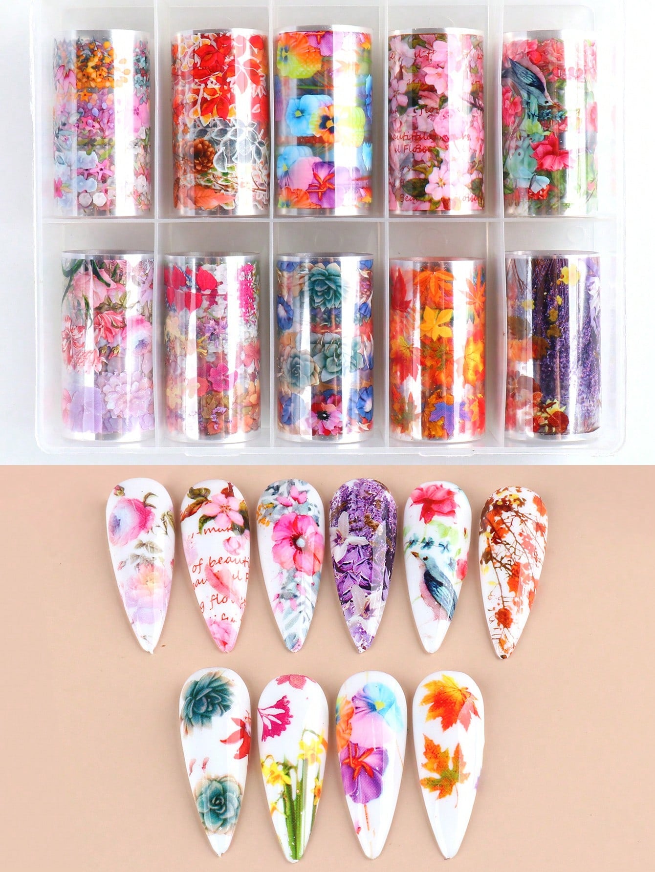 {{ GelPolish_USA }} {{ magnetic_gelpolish}} Flower Power {{ Gelpolish_usa}} {{ Gel_polish}} 10 Nail Art Foils Set - 100x4cm/Roll - {{ UV_Drying_machine}} - {{ Powerful_LED_Nail_Dryer}} {{ Gelish }} {{Gel_nail_polish}} {{ Orly}}