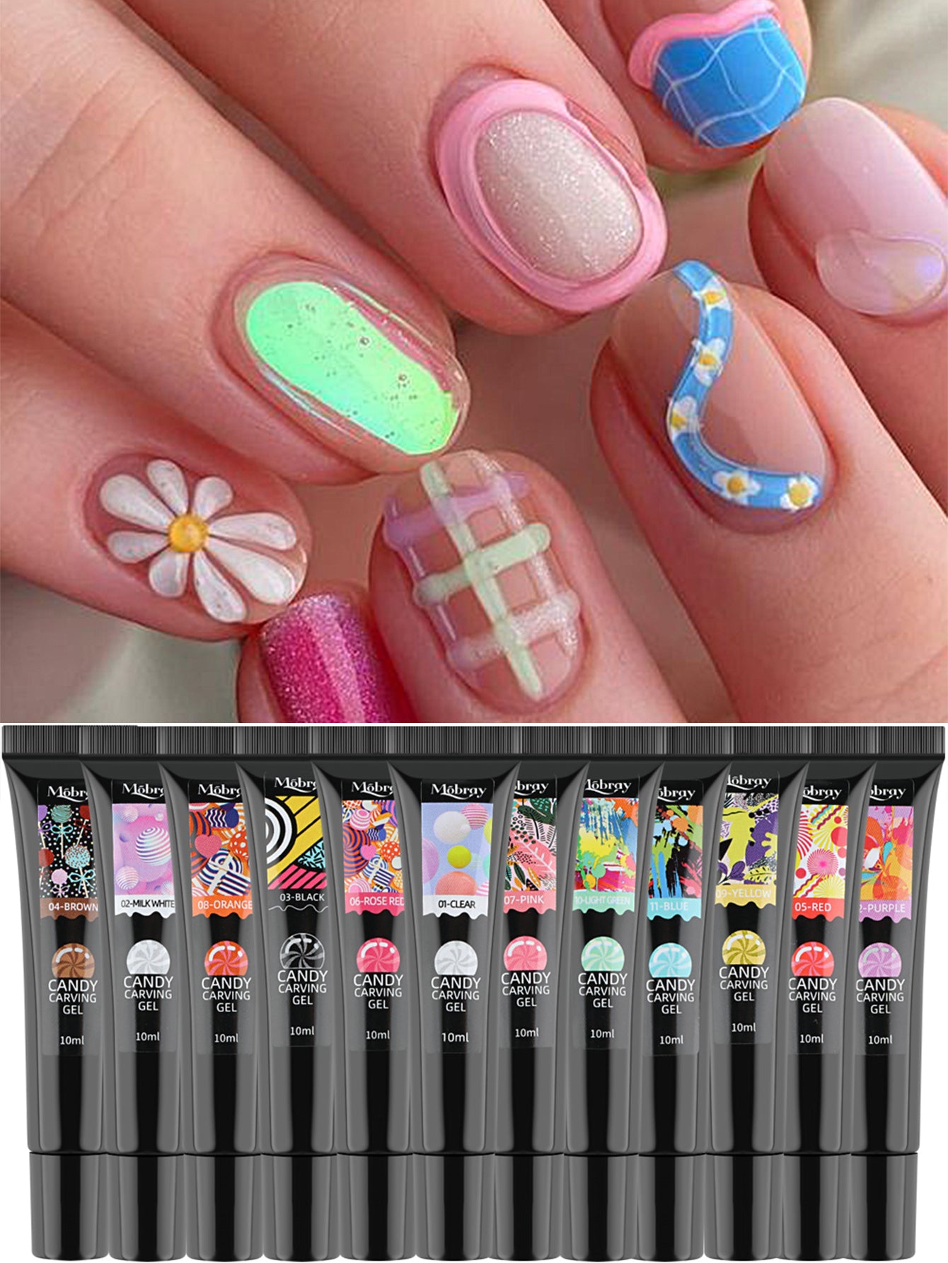 12pcs 5D Pudding Gel Korean-style Candy Modeling Gel, GelPolish USA