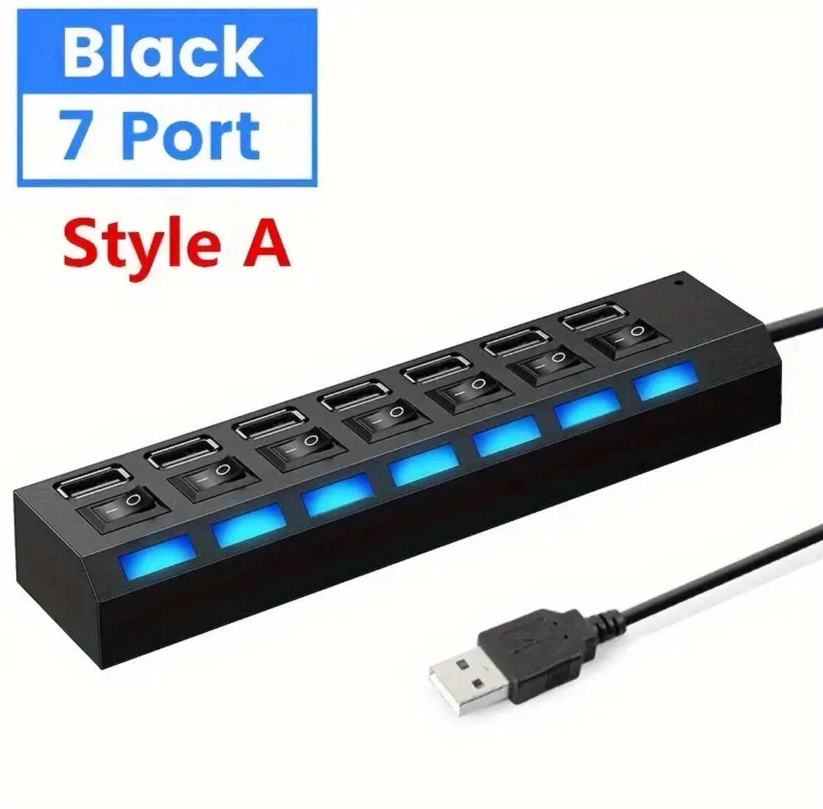 7 Port USB Extension (black)