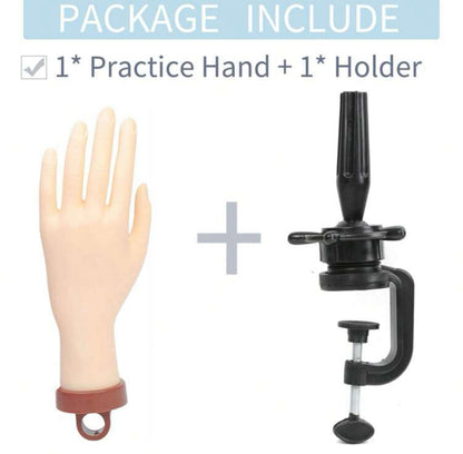 Flexible Silicone Practice Model Hand with Holder