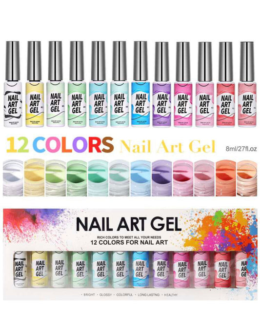 12pcs Set Nail Art Gel Polish (8ml) - Pastel