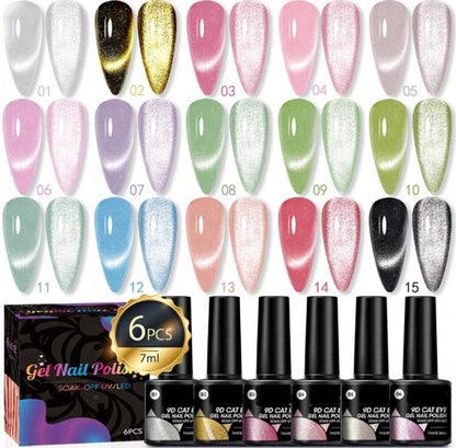 6pcs Cat Magnetic Gel Polish Set (7ml/ea)