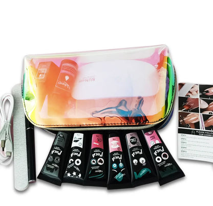14 pcs Poly Nail Gel Set with Multicolored Case & Lamp