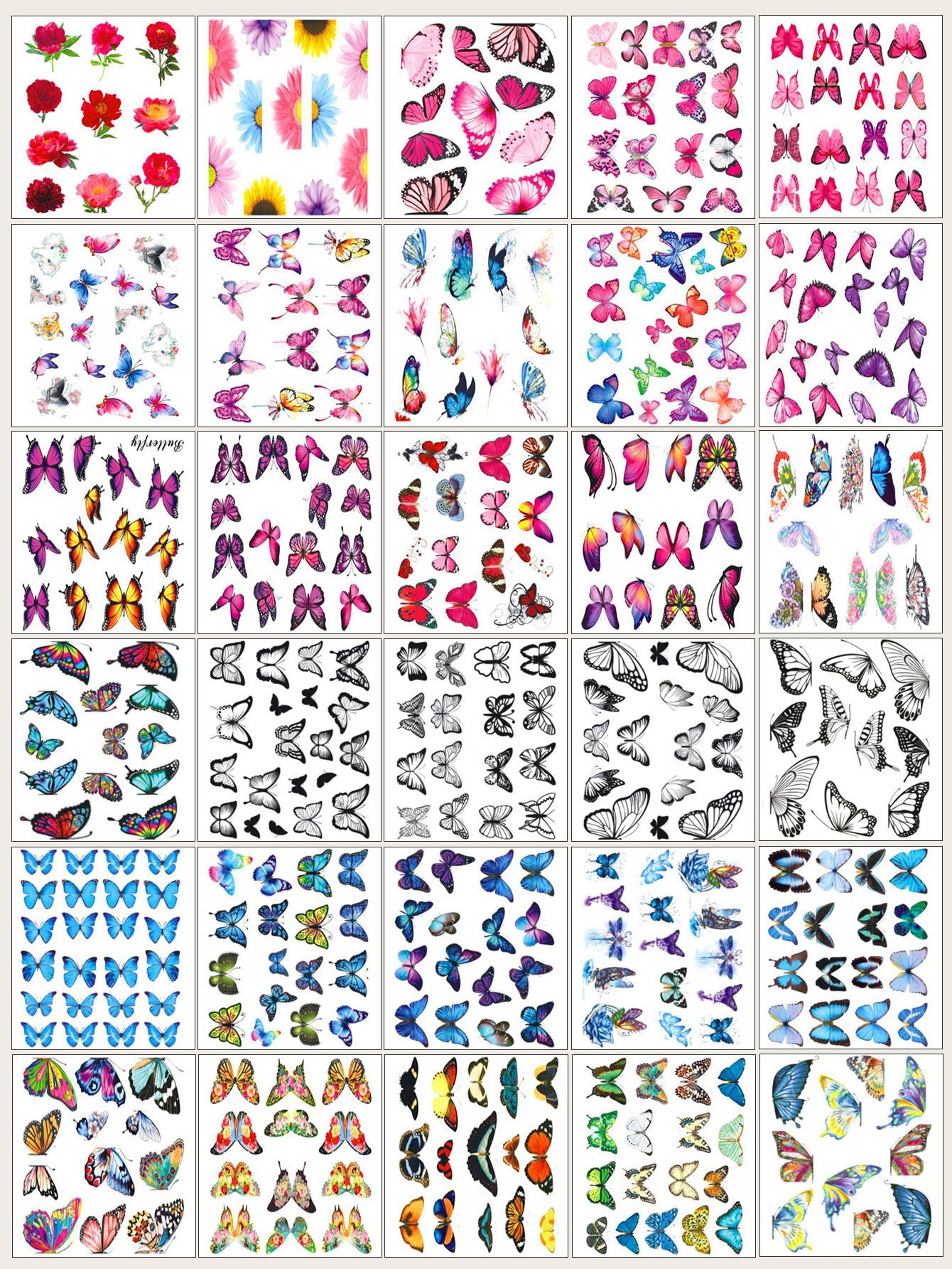 30sheets Butterfly Pattern Nail Art Sticker, GelPolish USA