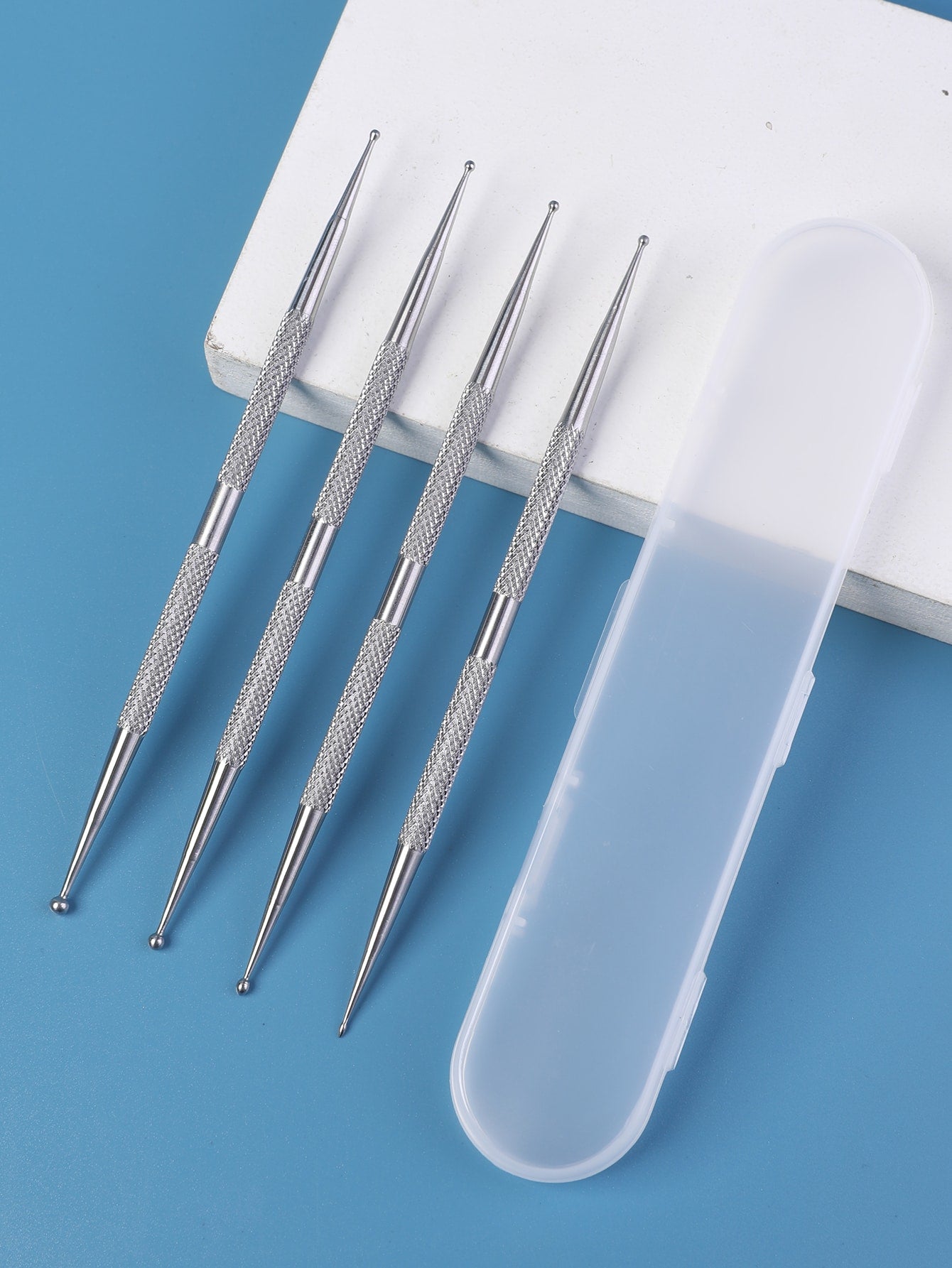 4pcs Stainless Steel Double-ended Nail Point Drill Pen, GelPolish USA