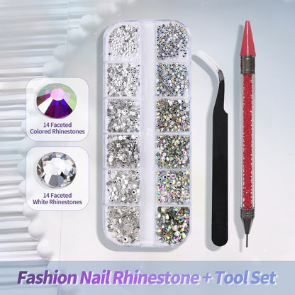 Multi-Size Nail Rhinestones / Crystal Nail Art with Tools