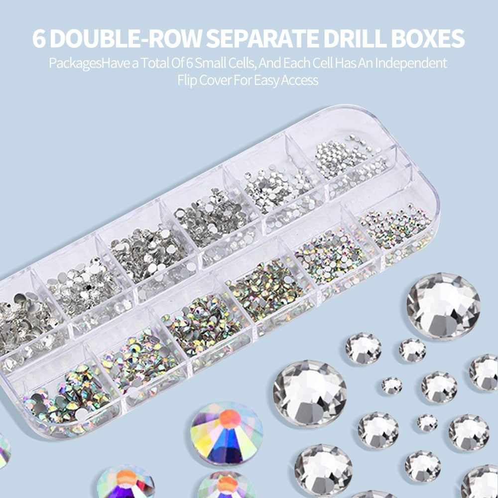 Multi-Size Nail Rhinestones / Crystal Nail Art with Tools
